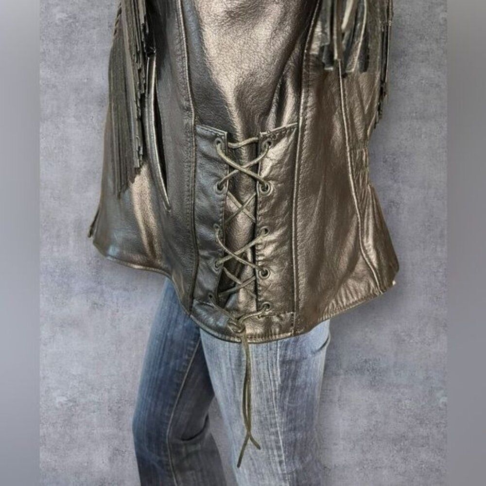 Hot Leathers Black Leather Fringe Jacket (Women’s XL) - Picture 9 of 11
